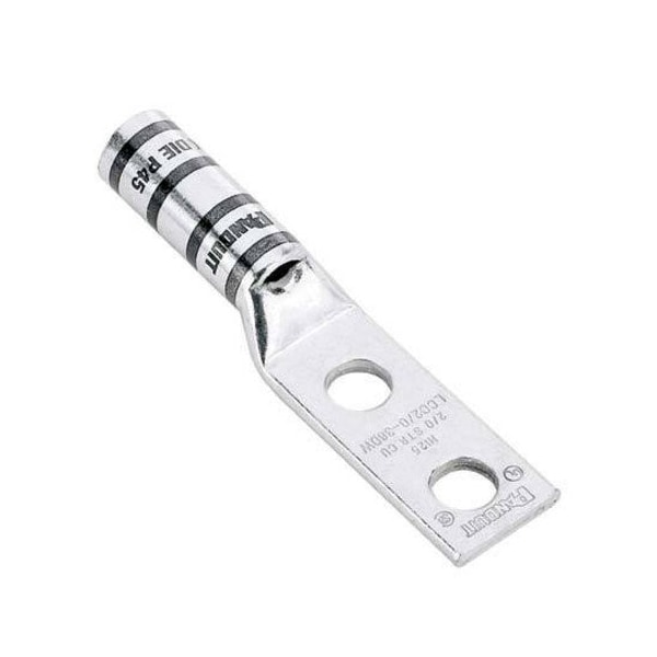 Panduit Two-Hole Compression Lug, 4 to 2 AWG Max, Long Barrel, Copper, Gray LCC4-14AW-L - main